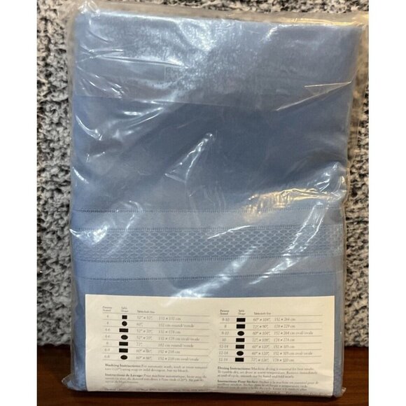 Sleater Soil Releasing No Iron Blue Tablecloth Allegro 60 x 104 Oval NEW VTG - Picture 3 of 3